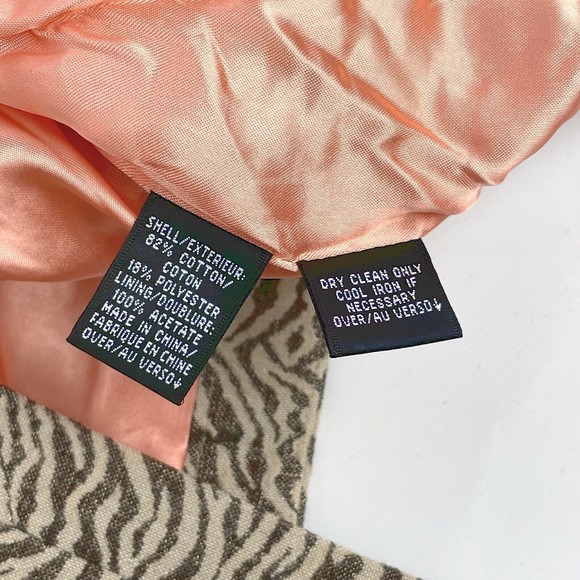 NOS Dana Buchman Petite Women's Sz 4P Chocolate Zebra Striped Collarless Jacket - Picture 12 of 16